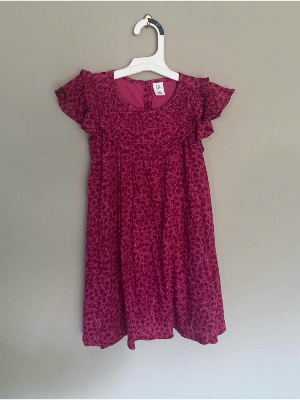 GAP Girls' Floral Flutter Sleeve Dress - Magenta